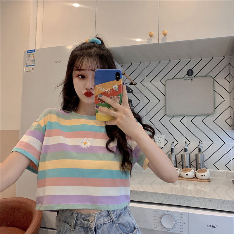 Colorful Striped Short Sleeve Top 6
