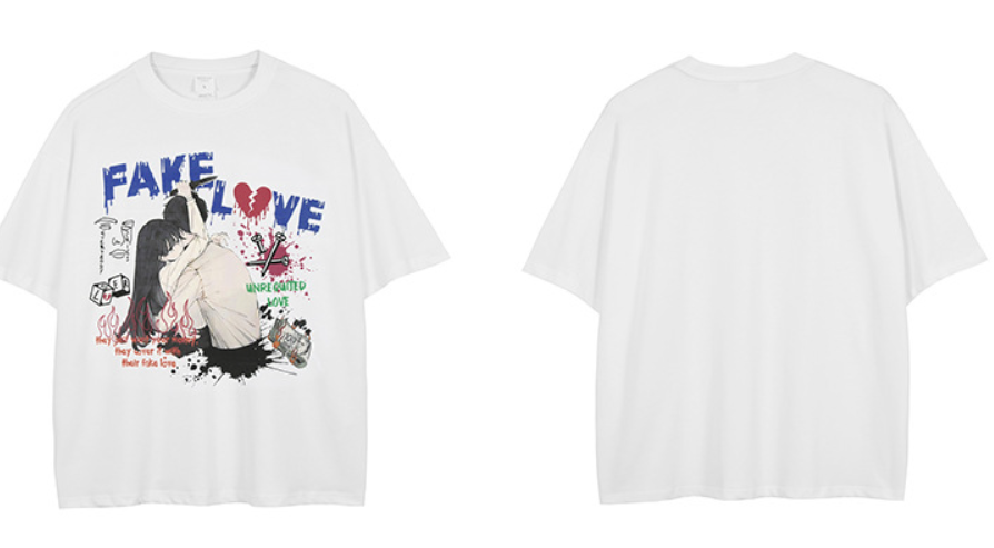 Trendy Comic Print Loose Fit Men's Short Sleeves 8