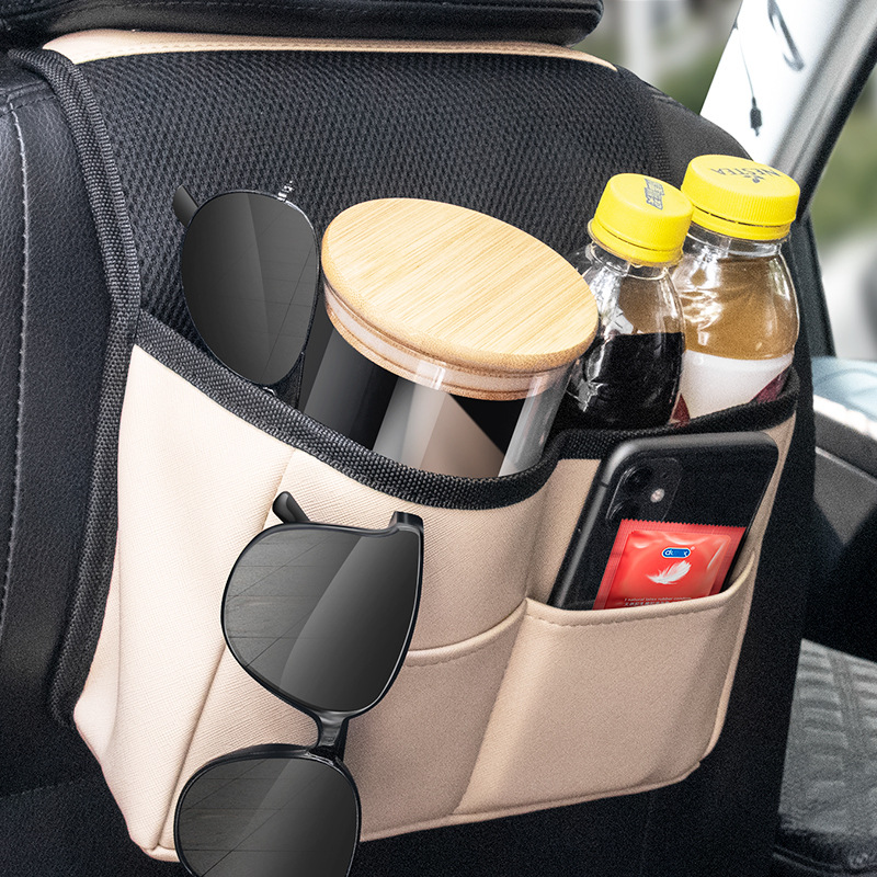 Car Rear Seat Storage Bag Car Leather Multifunctional 3