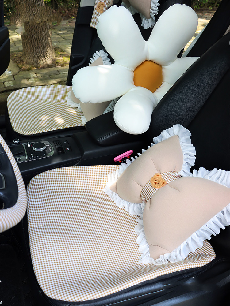 Pure Cotton Cartoon Car Breathable One-piece Linen Fabric Seat Cushion 2