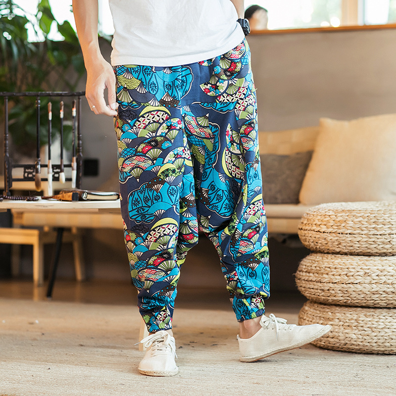 Men's Loose Hip-Hop National Style Linen Casual Pants 2