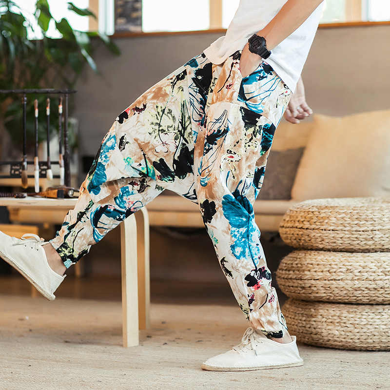 Men's Loose Hip-Hop National Style Linen Casual Pants 5