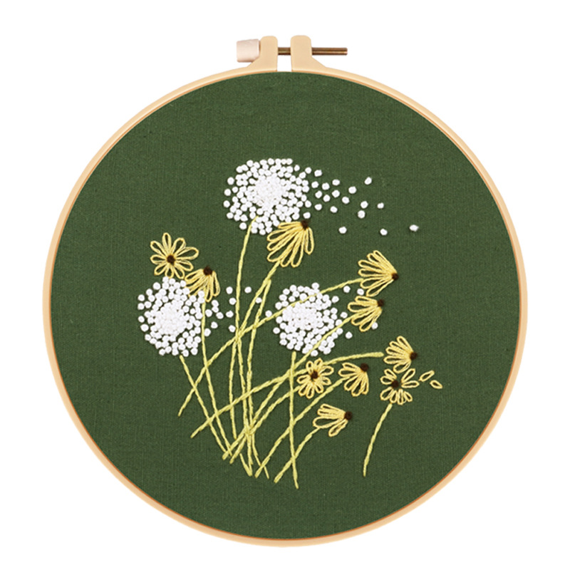 Green Floral Handmade Diy Embroidery Material Package Floral Cotton 3
