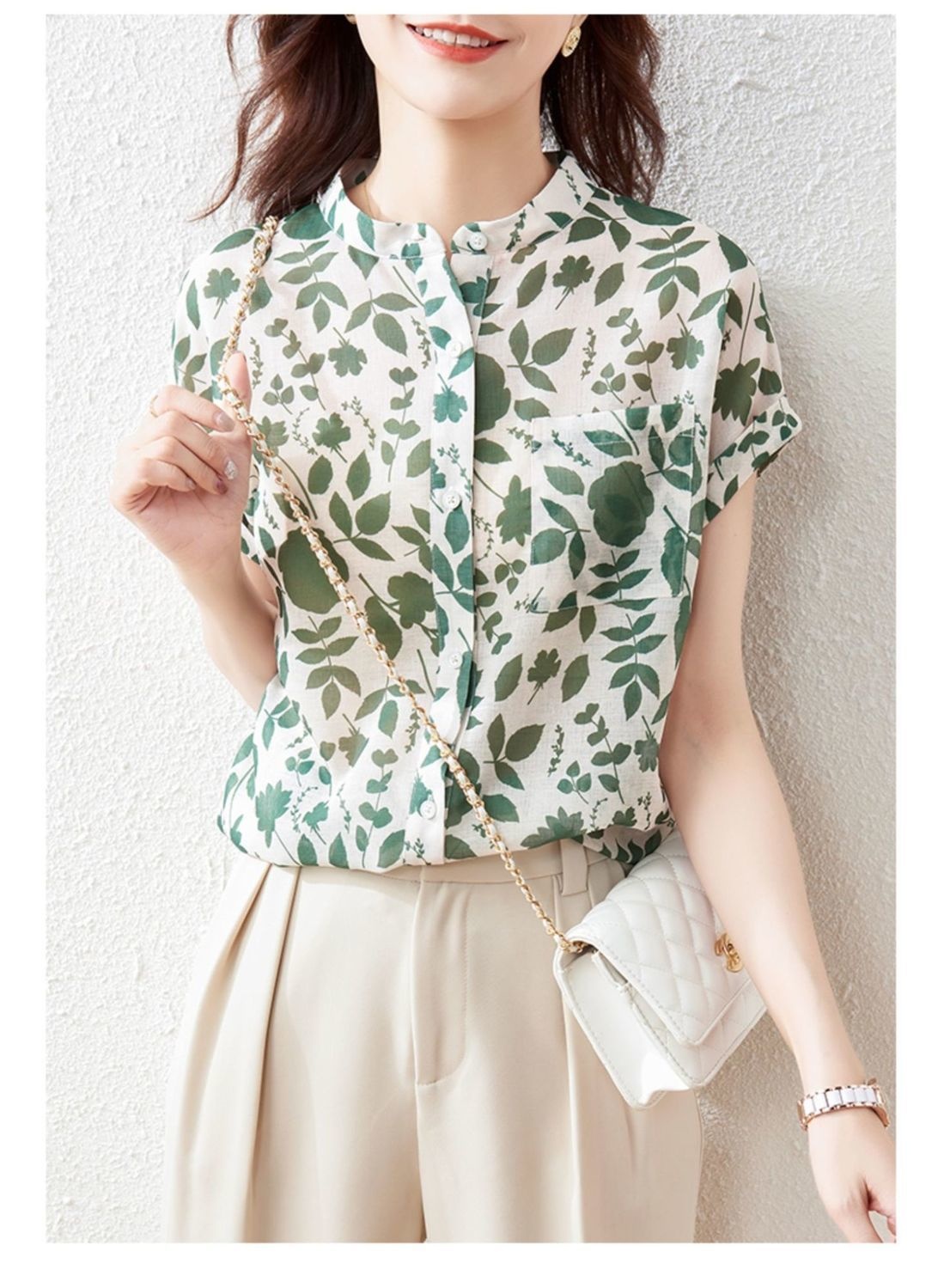 Floral Chiffon Short-Sleeve Shirt 9