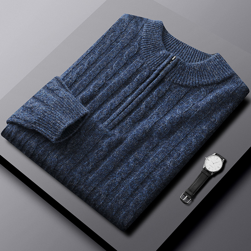 Men's Cashmere Sweater with Zipper Collar