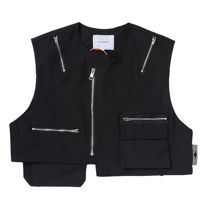 Dark Multi-Zip Sleeveless Women's Waistcoat
