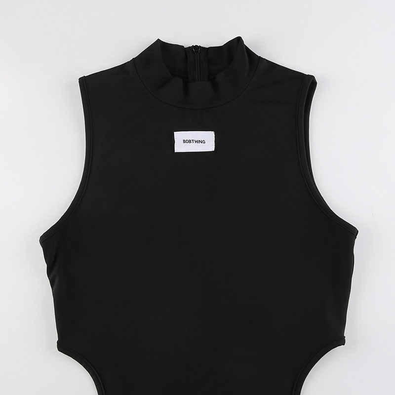 Sleeveless Slim Fit Half Turtleneck Jumpsuit 2