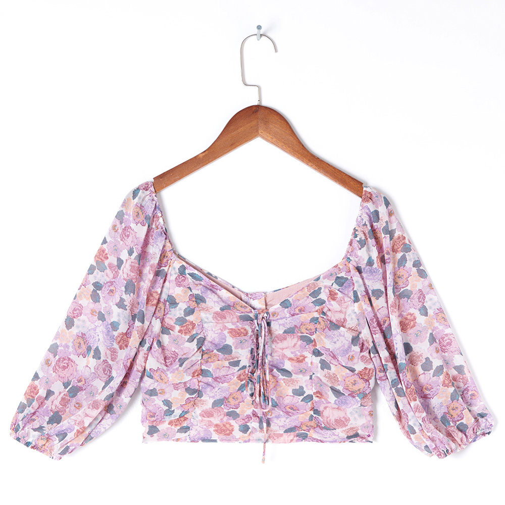 Ladies Square Neck Pleated Cropped Top 3