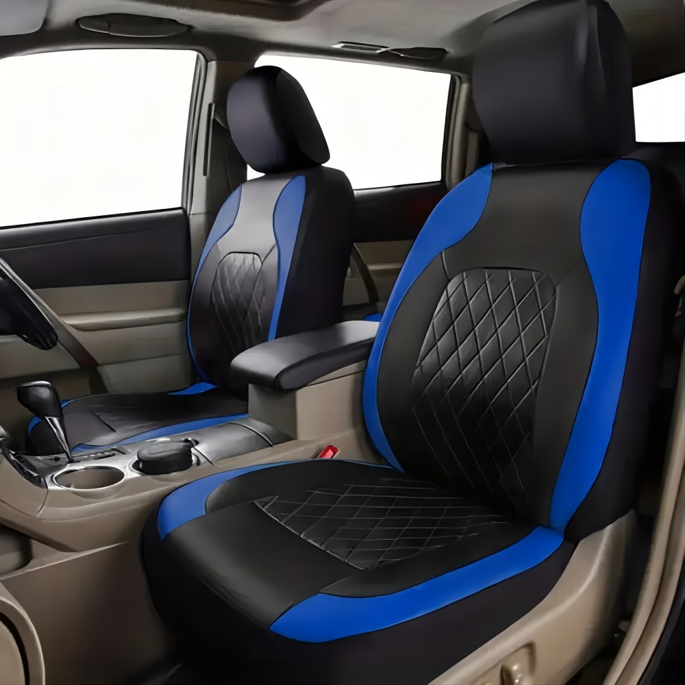 5-Seat Car Seat Cover, Single-Stitch Diamond Pattern, Quilted And Embroidered, Synthetic Leather, PVC Leather, Exported To Europe And America 5