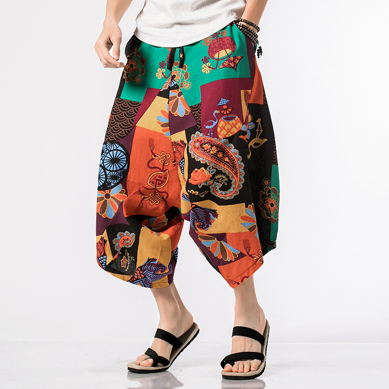 Plus Size Harem Shorts in Chinese Ethnic Style 5