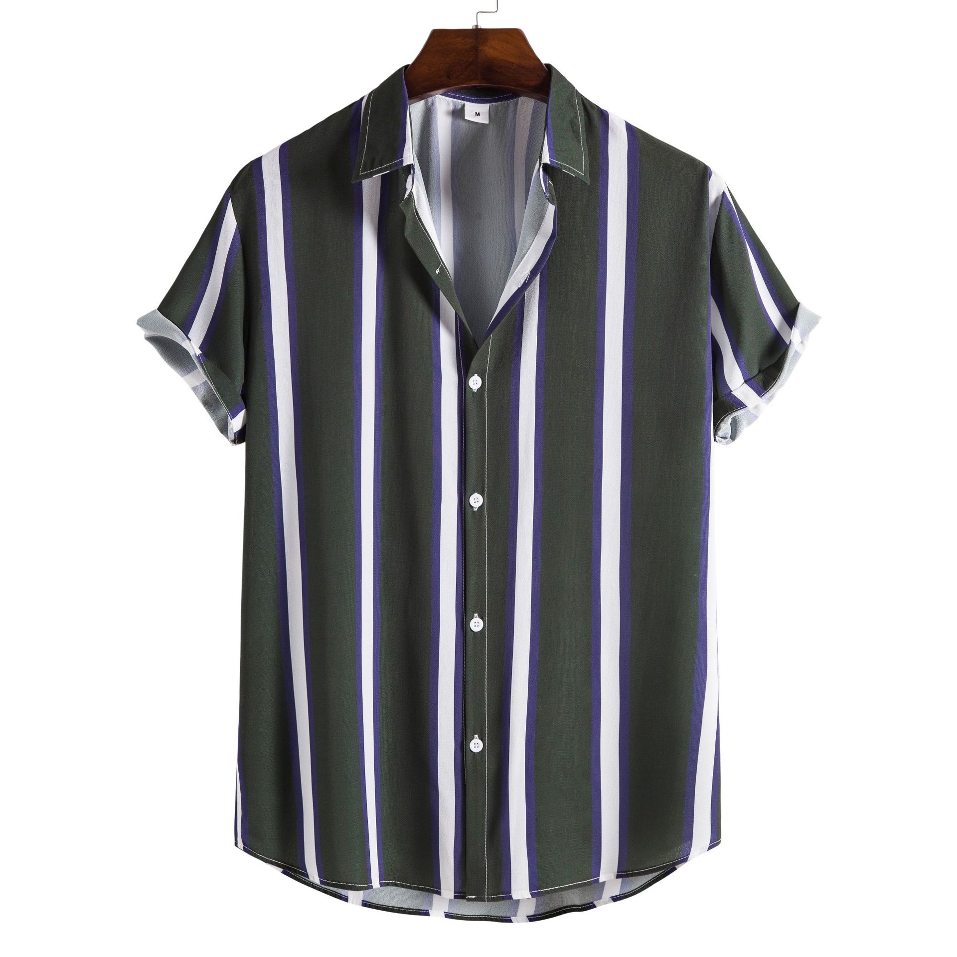 Men's Casual Striped Short Sleeve Shirt 10