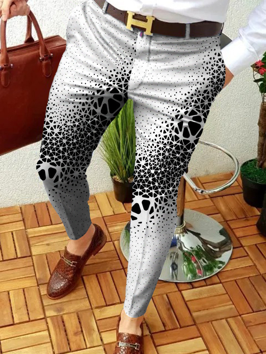 Casual Abstract Contrast Micro-Stretch Trousers 5