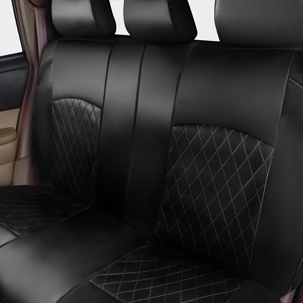 5-Seat Car Seat Cover, Single-Stitch Diamond Pattern, Quilted And Embroidered, Synthetic Leather, PVC Leather, Exported To Europe And America 7