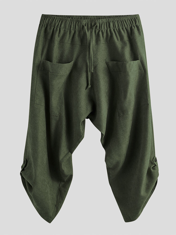 Chinese Style Cotton Linen Baggy Cropped Pants 7