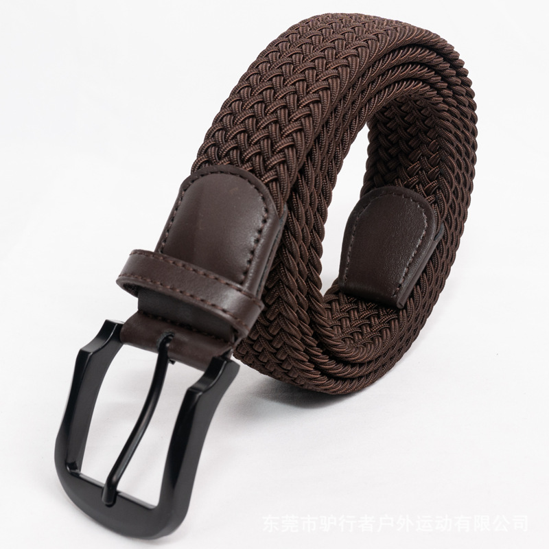 Men's Pure Black Braided Elastic Belt Without Holes