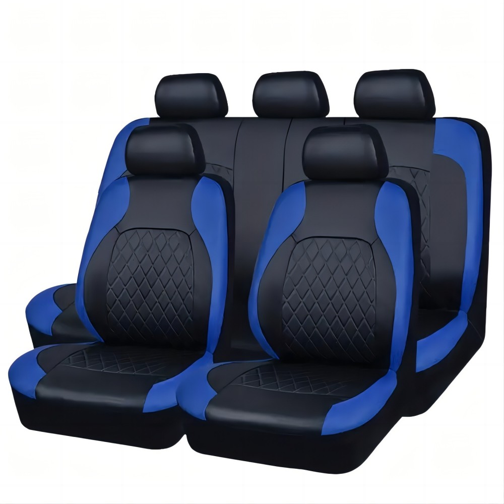 5-Seat Car Seat Cover, Single-Stitch Diamond Pattern, Quilted And Embroidered, Synthetic Leather, PVC Leather, Exported To Europe And America 12