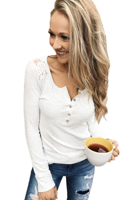 Lace Sleeve Long Sleeve T-Shirt 2