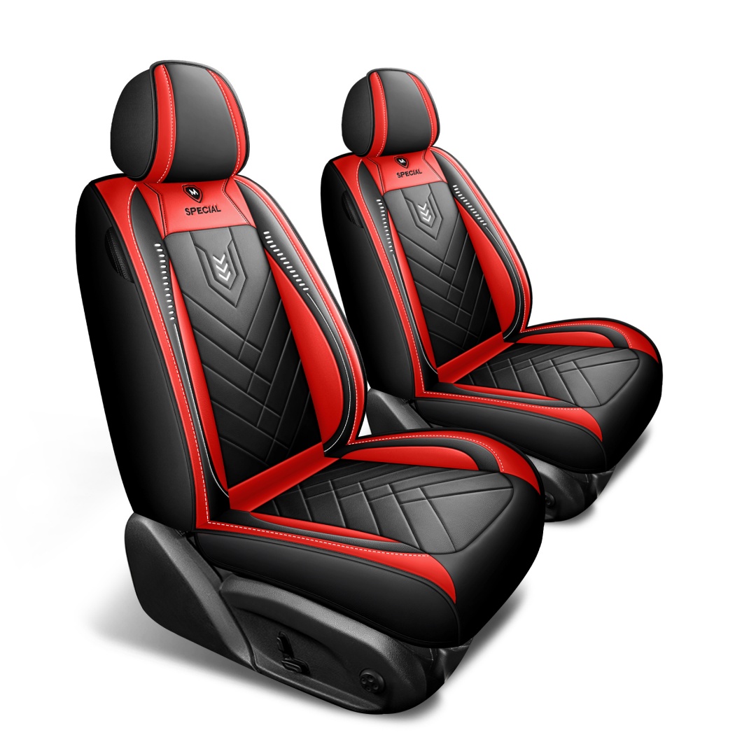Sport Rocket Design Racing Car Seat Covers Red Black PU Leather Full 5-Seat Set Breathable Wearproof Universal Automotive Seat Cushion Protectors 10