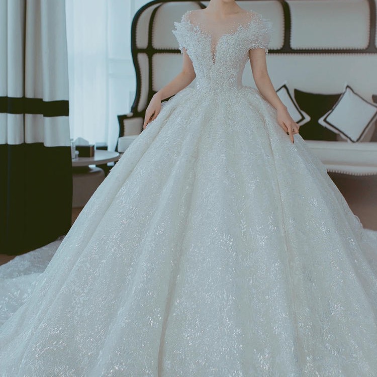 French-Style Off-Shoulder Wedding Dress