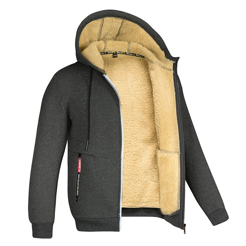 Hooded Thick Fleece Lamb-Fleece Cardigan