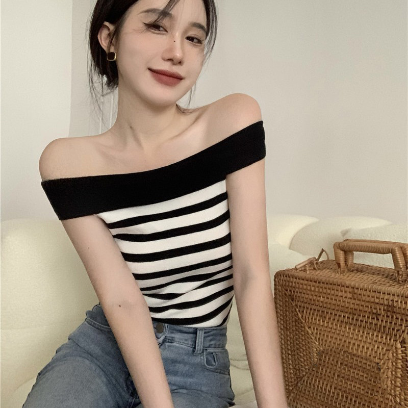Women's Cropped Striped Knit Sweater 4