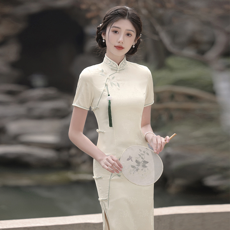 Girls' New Chinese-Style Polyester Dress