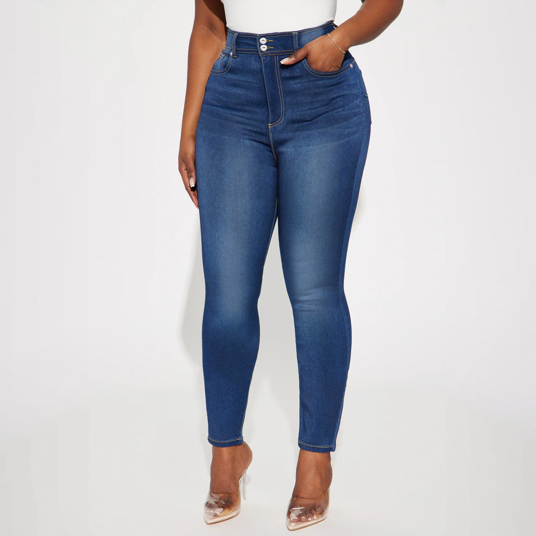 Dark Blue Fitted Versatile Casual Pencil Pants