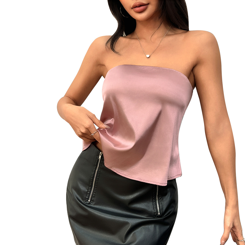 Strapless Satin Crop Top 5