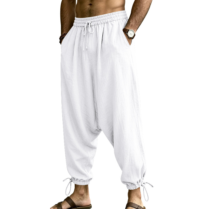 Men's Linen Drop-Crotch Harem Jogger Pants 2