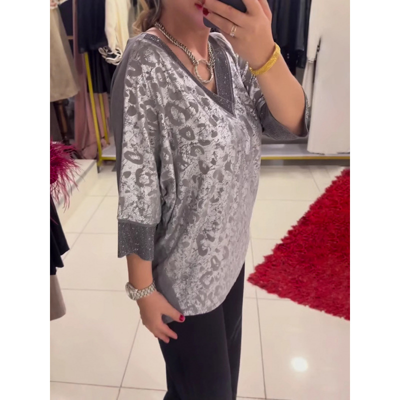 Elegant V-Neck Printed T-Shirt for Women 2
