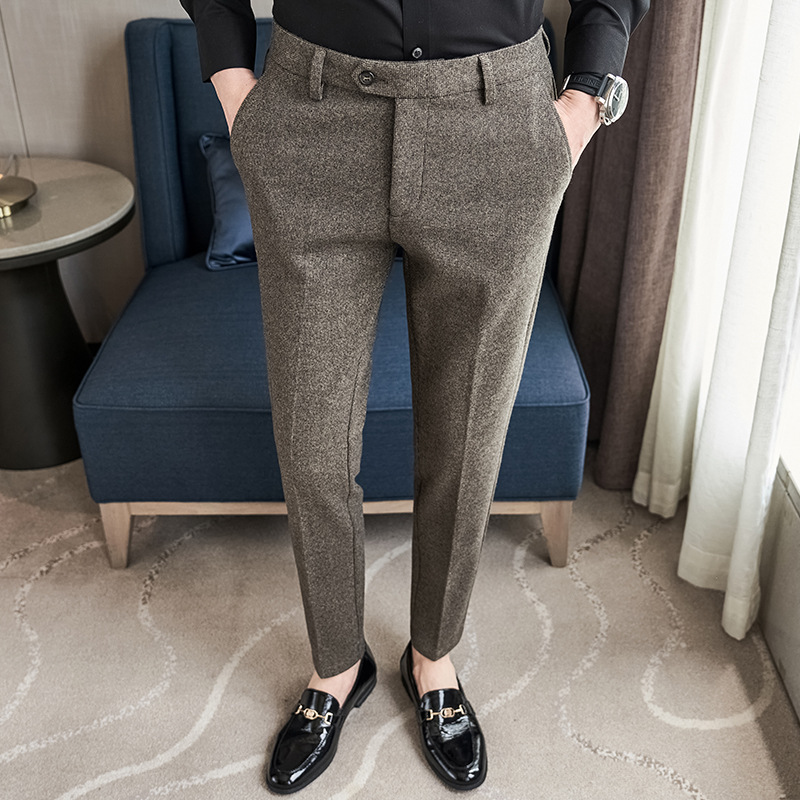 Men's Sanded Fabric Slim-Fit Straight Pants
