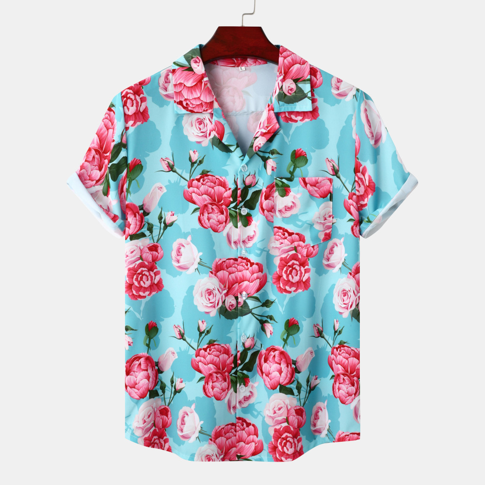 Men's Hawaii Printed Ice Silk Beach Shirt