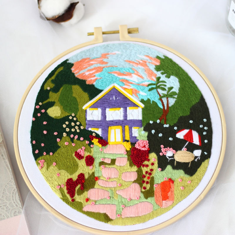 Handmade Embroidery Material Package Special Architectural Landscape Courtyard Chunsheng Kit 3