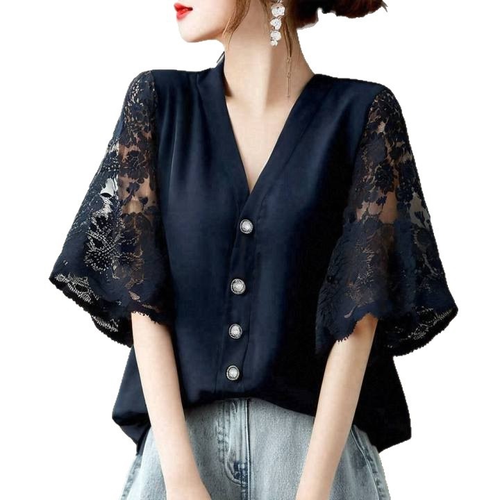 Summer V-Neck Button-Up Top 4