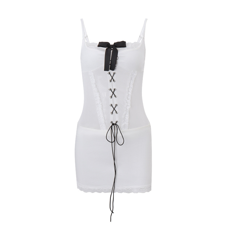 Bow Bandage Lace Stitching Dress 5