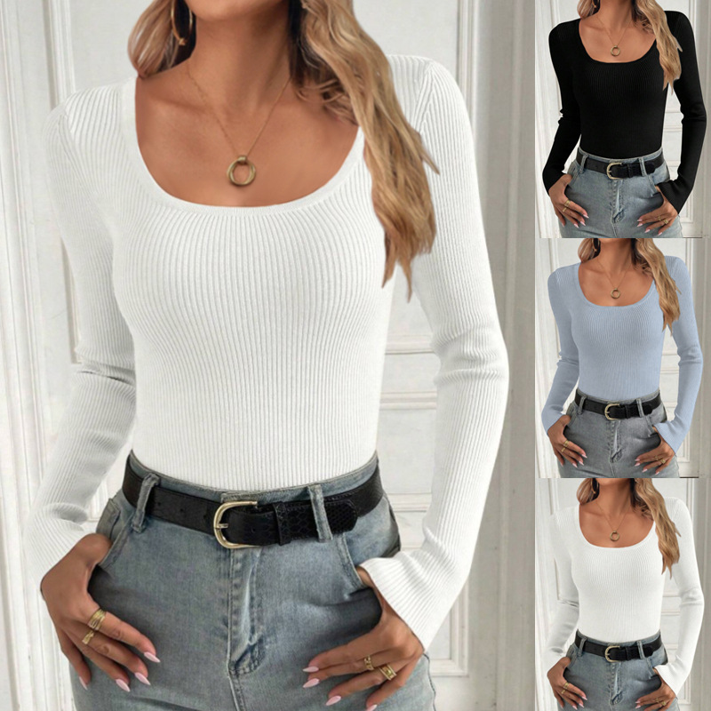 Women's Knitted U-Neck Pullover Sweater