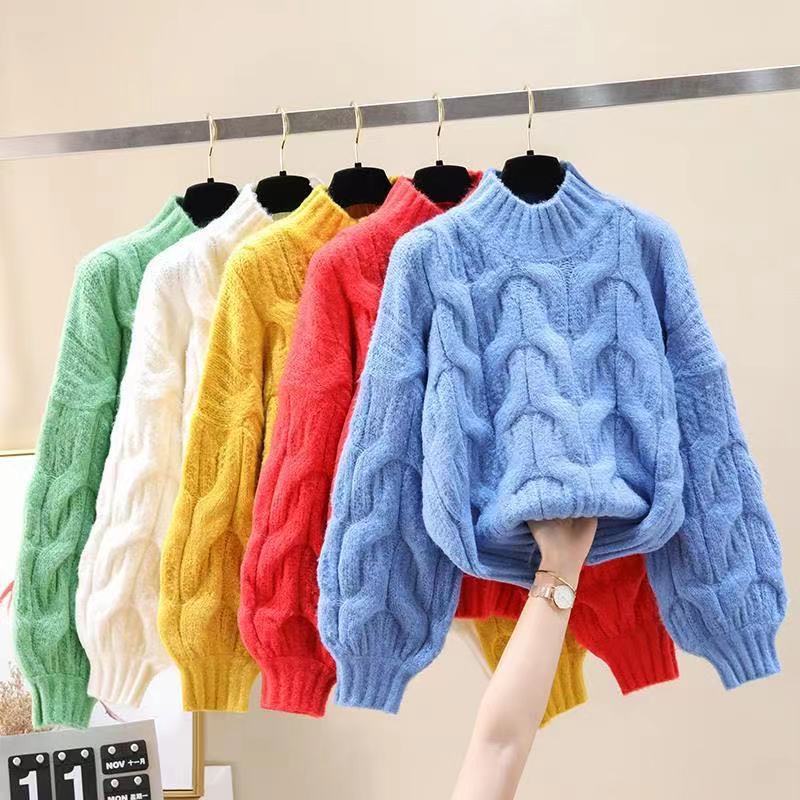 Women's Half-High Collar Long-Sleeve Sweater