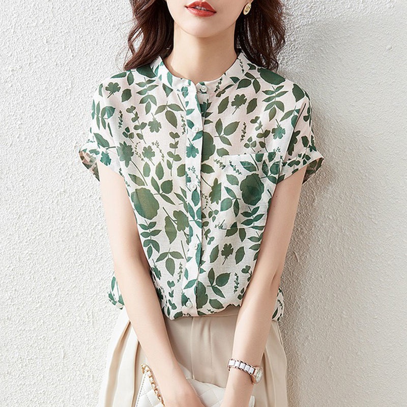 Floral Chiffon Short-Sleeve Shirt 3