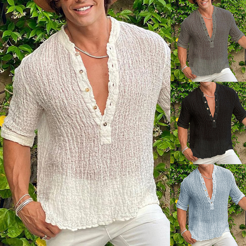 Cotton and Linen Casual Long-Sleeve Shirt