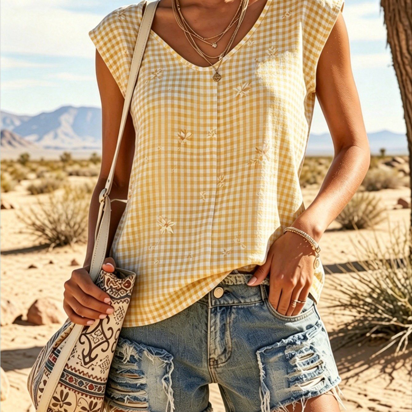 Bohemian Daisy Print Sleeveless Summer Top 12