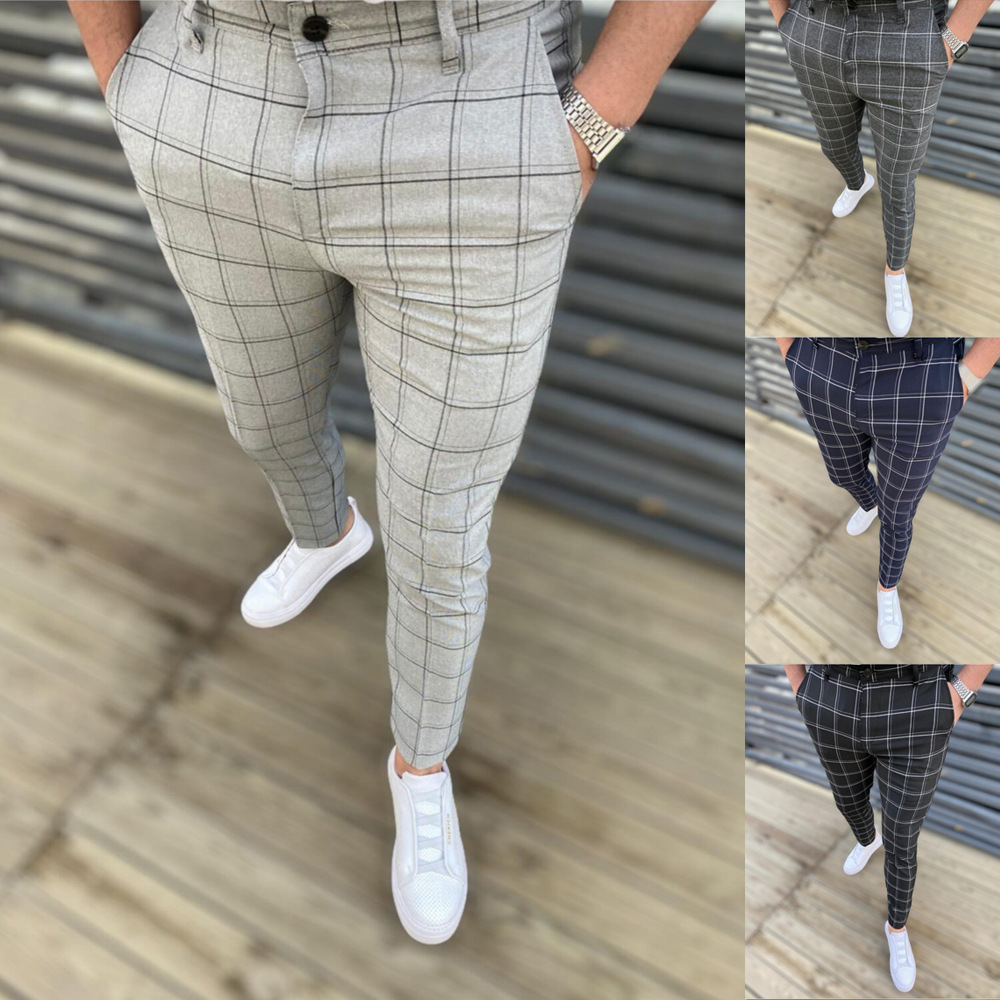 Men's Fashion Plaid Casual Trousers