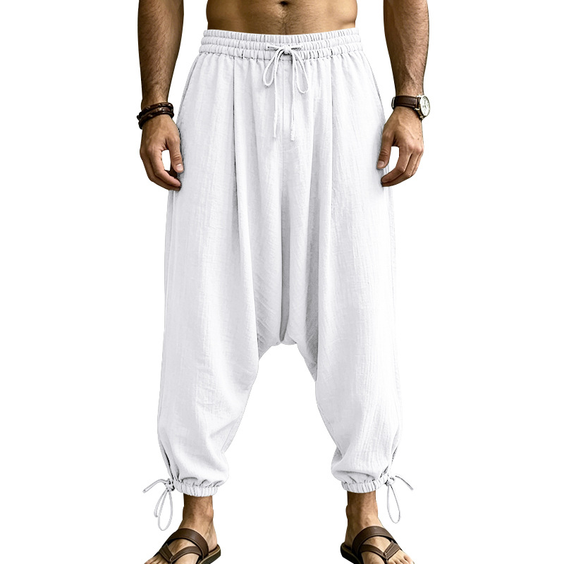 Men's Linen Drop-Crotch Harem Jogger Pants 6