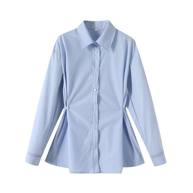 Loose Casual Shirt with Waist Buttons