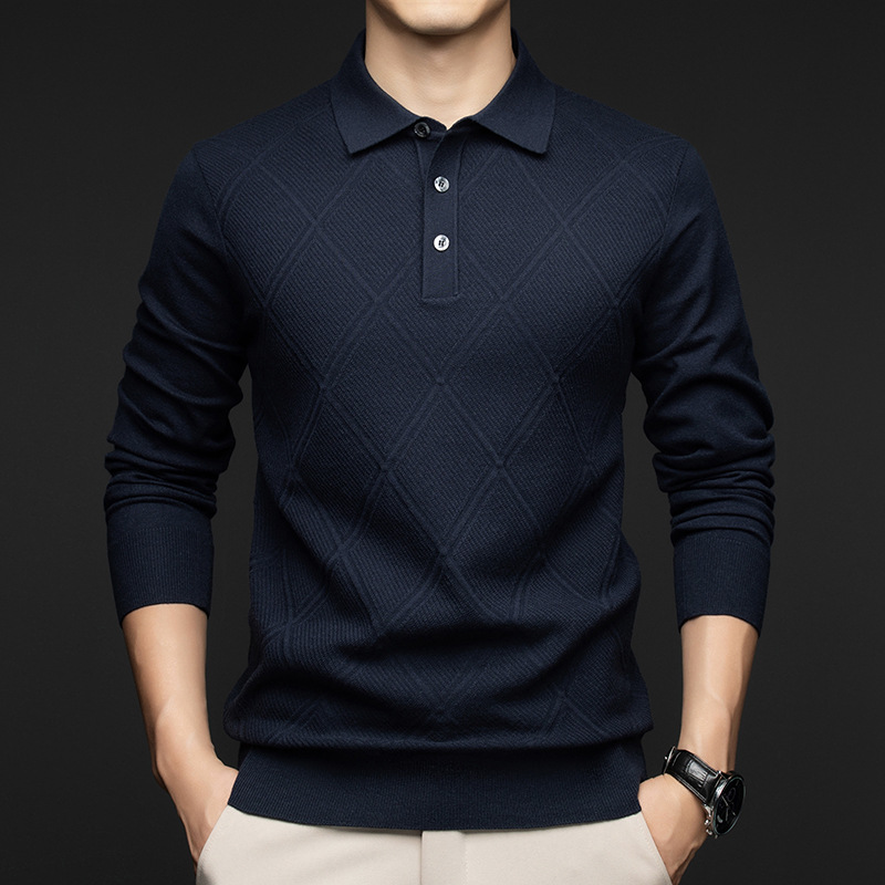 Men's Long-Sleeve Lapel Casual Sweater