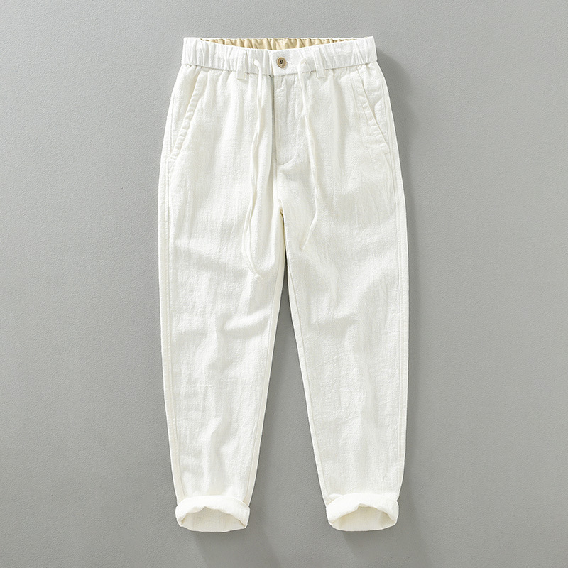 Breathable Cotton-Linen Straight Casual Trousers