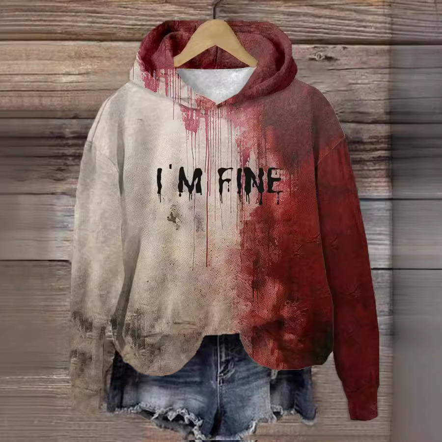 I AM FINE Red Graffiti Hoodie