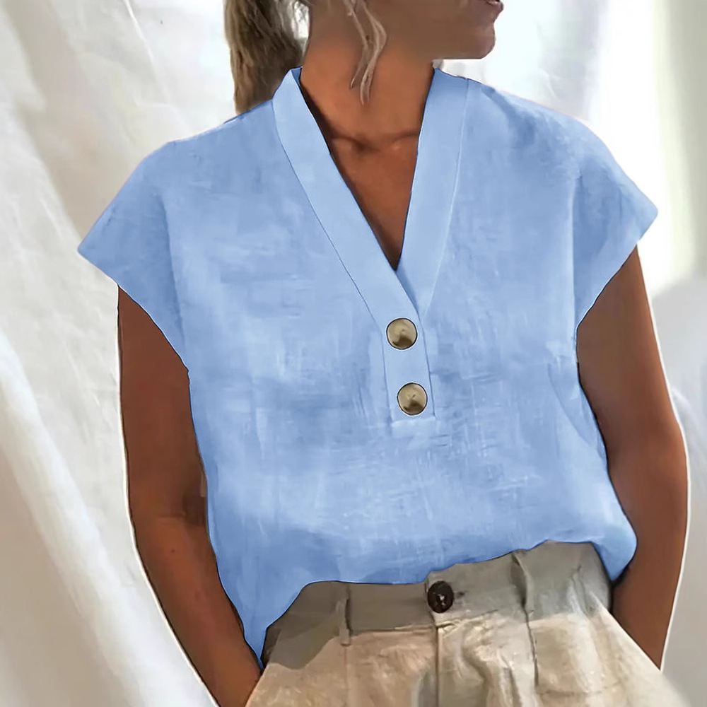 Women's Casual V-Neck Short Sleeve Top 4