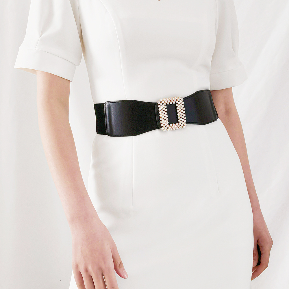 Black Elastic Rhinestone Waistband
