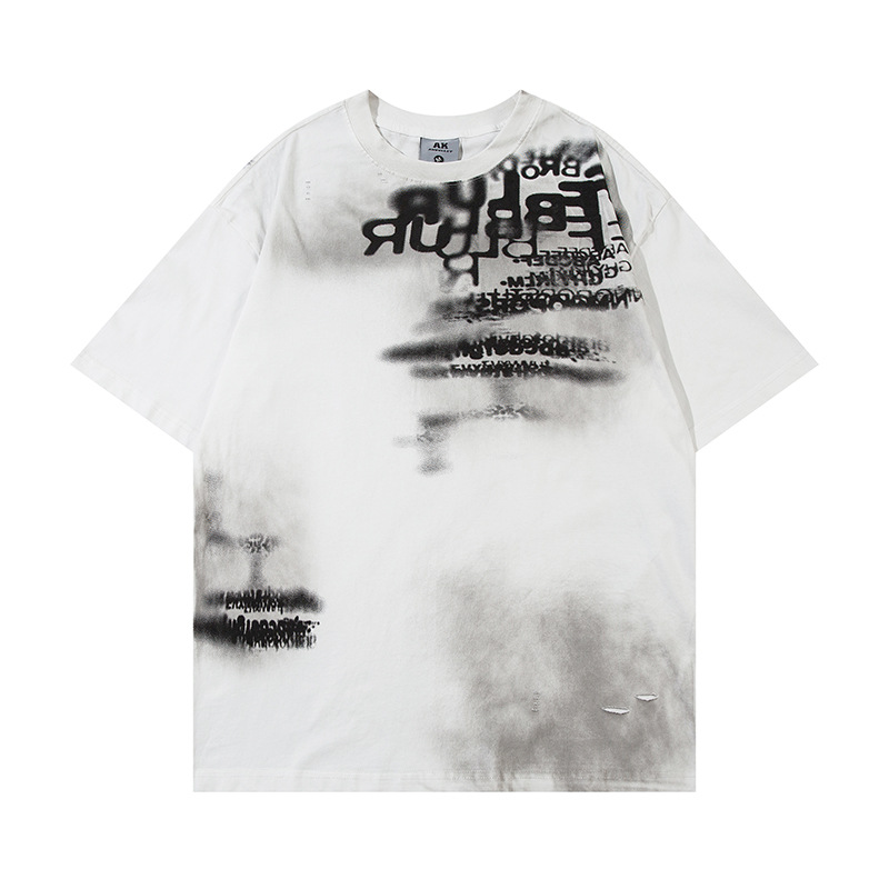 Men's Fashion Spray-Paint Ripped Top