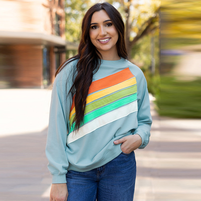 Rainbow Striped Loose Long-Sleeve Sweater